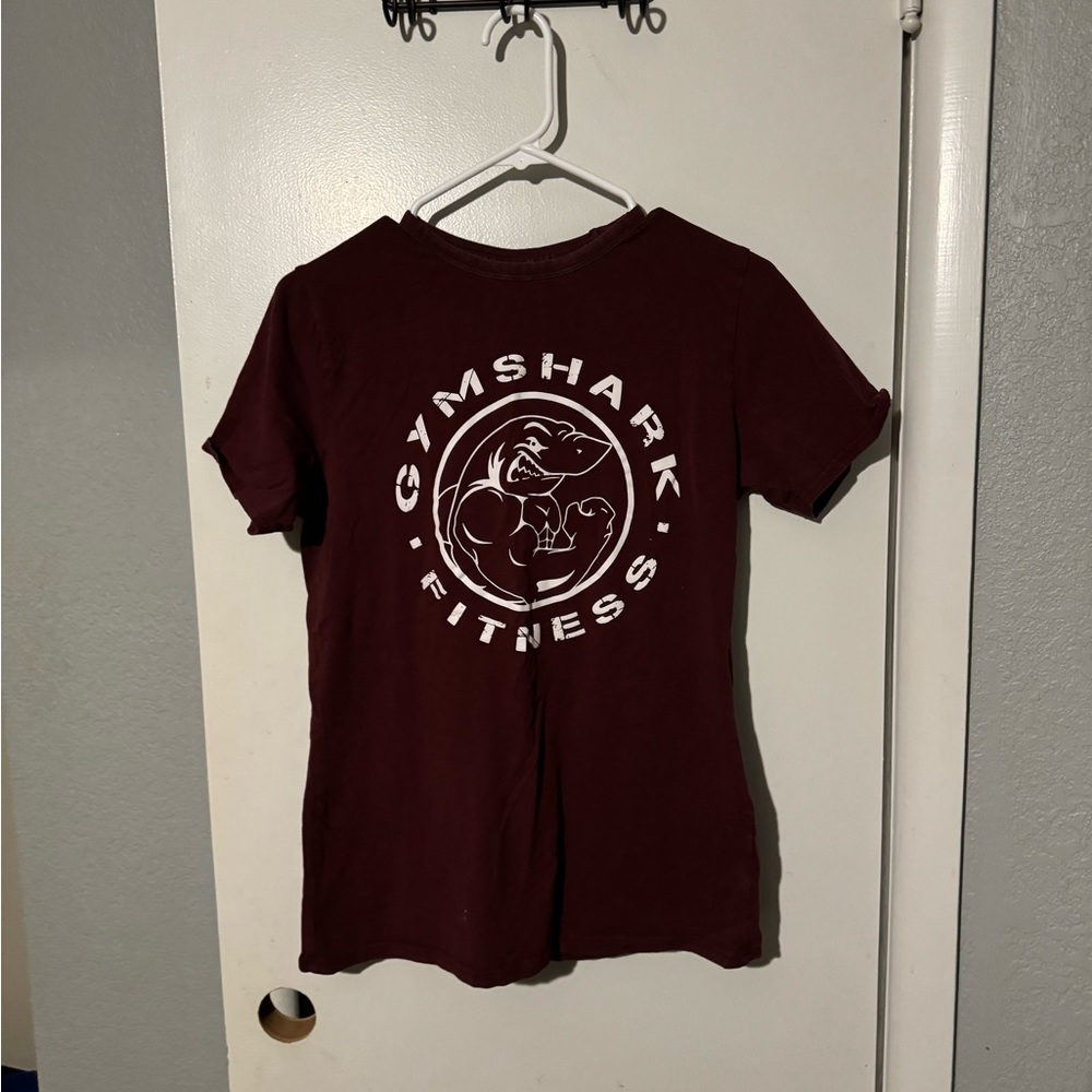 Gymshark Maroon Graphic Fitness Tee with White Logo